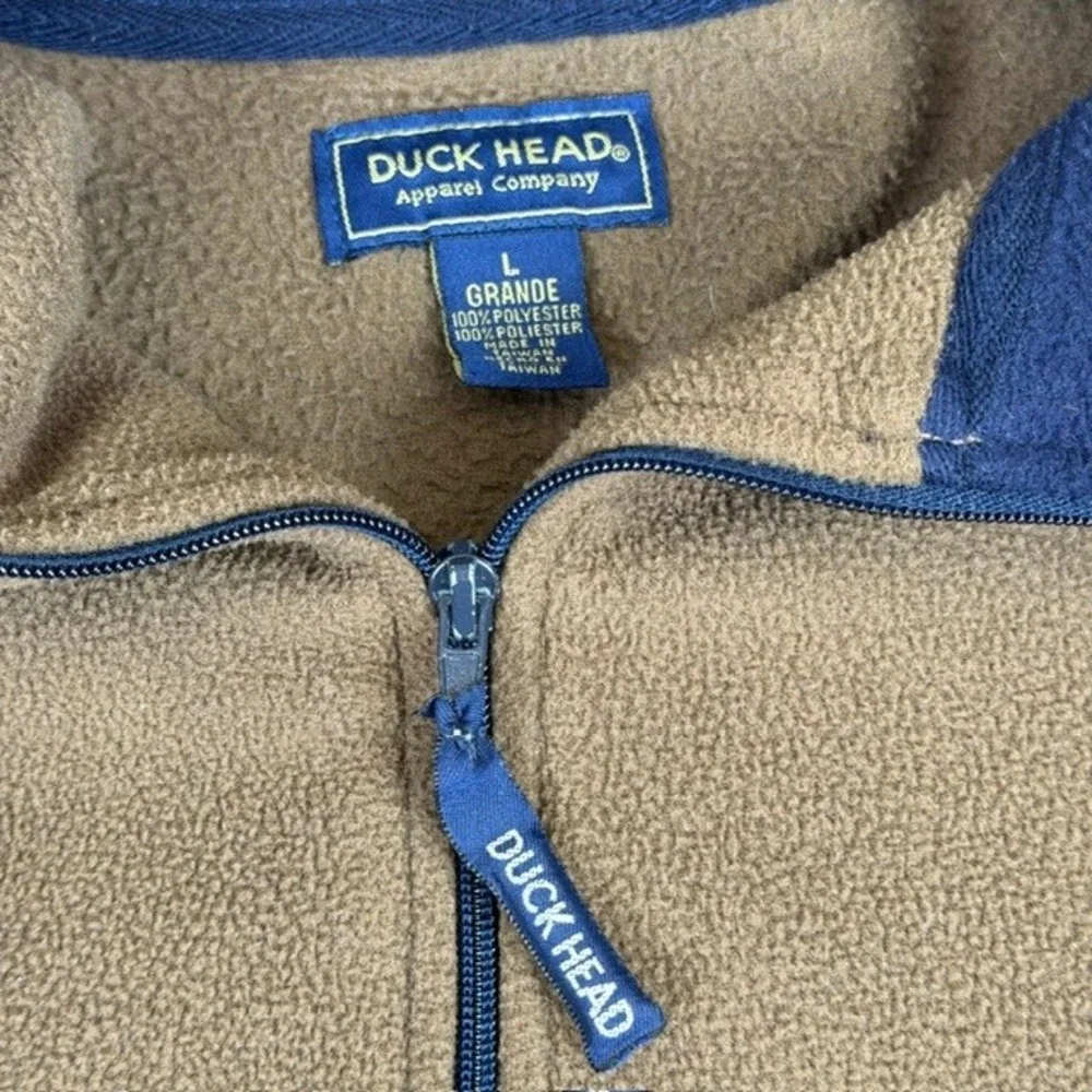 Duck Head Mens Fleece Vest Brown Full Zip Mock Neck Large IM-02708